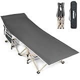 OVERMONT Klappbar Übergroß Feldbett für Erwachsene - Campingbett 190 x 71 x 36 cm - bis 250kg Belastbar - 2400D Oxfordgewebe mit Seitentasche Tragetasche für Camping Garten Büro Gästebett