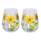 genialo, Trinkgläser Sonnenblume, Wasserglas, Saftglas, Cocktailglas, Glas mit Motiv, Gläser-Set