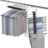 9 Etagen Hosenbügel Kleiderbügel Platzsparend 2 Stück Faltbare Multi Bügel Rutschfester, Multifunktionaler Schrank-Organizer aus mit Haken für Hosen,Schals,Jeans