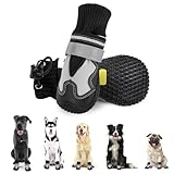 Eyein Hundeschuhe Pfotenschutz Winter, 2 Stück wasserdicht Hundeschuhe mit warmem Fleece und hohem Design, rutschfeste Hunde Schuhe Outdoor mit reflektierendem Klettverschluss, Größe 2