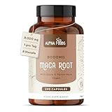 Maca Kapseln hochdosiert | 240 vegane Kapseln | Maca Schwarz 10:1 Extrakt | 8000 mg pro Kapsel | Pulver aus der Maca Wurzel | Hochdosiert und vegan | Alpha Foods
