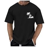 Oversized Tshirts Herren Palme Drucken T-Shirt Rundhals Kurzarm Tshirt Basic Tshirts Lose Freizeitshirts Sportshirts Palmenmotiv Oberteile Streetwear Baumwolle Sportshirt Tee Shirts
