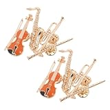 LALADEFIEE 8 Stück 8 Stück-pack Kleiner Musikinstrument Broschen aus Metall Goldene Saxophon- Trompeten und Klarinetten Anstecknadeln für Rucksack und Kleidung