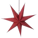 Spetebo Papier Adventsstern zum Hängen - ca. 60 cm - Faltstern Lampenschirm in rot - Weihnachten Stern Fenster Deko Lampion zum Beleuchten