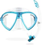 Cressi Ocean + Gamma Combo Clear/Aquamarine - Schnorchelset Ocean Maske+Schnorchel Gamma zum Tauchen und Schnorcheln, Transparent/Aquamarin, Einheitsgröße, Erwachsene