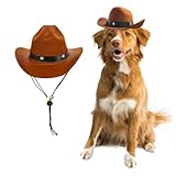 AWOCAN Cowboyhut für Hunde, Cosplay, Welpen, Hund, Katze, Urlaubskostüm, Party-Dekoration braun Small