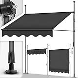 tillvex Klemmmarkise mit Handkurbel Balkon | Balkonmarkise ohne Bohren | Markise UV-beständig & höhenverstellbar | Sonnenschutz wasserdicht (Anthrazit, 300cm)