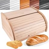 Creative Home Brotkasten Holz | 38 x 28,5 x 17,5cm (+/-1cm) | Perfekte BrotBox für Brot Brötchen Kuchen | Brotkiste mit Roll-Deckel | Natürliche Brot-Kiste | Brotbehälter für Jede Küche