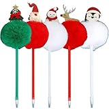 Abbdbd 5 Weihnachtskugelschreiber, Plüschkugelschreiber, Weihnachtsmann-schneemann-elch-Cartoon-Stift, Lustige Schreibwaren-schreibwerkzeuge Für Weihnachtsfeiergeschenke