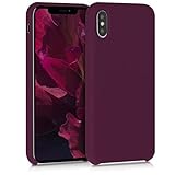 kwmobile Hülle kompatibel mit Apple iPhone X Hülle - Silikon Handy Case - Handyhülle weiche Oberfläche - kabelloses Laden - Bordeaux Violett