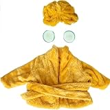 jiejack Gartenschwan Bademantel-Set Winter Doppelvelour Urlaubsstil mit Badehaube und Gurkenscheiben-Dekoration für Veranda Haus-Schwan Kostüm (23 Zoll)