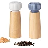 Juqoyue 2-Teiliges Salz- und Pfeffermühlen-Set Aus mit Keramikdeckel, Verstellbare Grobmühlen, Nachfüllbares Salz und Pfeffer (Blau +)