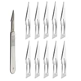 ABMRO 10 Stück STERILE Skalpellklingen 11# mit Griff zum Dermaplaning Papierschneiden, Nähen, Obsthandwerk, Modellieren, Medizin, Tierchirurgiemesser