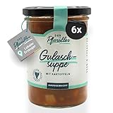 DER PFARÖLLER Gulaschsuppe – mit jeweils 400 gr. – Hausgemachte Suppe im Glas mit Rindfleisch & Kartoffeln – leckeres Fertiggericht für Topf & Mikrowelle (6, Gulasch)