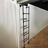 Industrielle Eisenrohr-Etagenbettleiter, strapazierfähig, wandmontiert, Metall, Loftleiter für Zuhause, schwarze Dachbodentreppe mit Keller, für drinnen und draußen, Kletterleiter (280 cm)