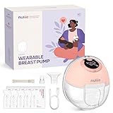 Nuliie Milchpumpe Elektrisch tragbare S32, 4 Modi, 9 Stufen, 24mm Flansch mit LED-Anzeige, Zusätzlich 1 Stück Flansch 18mm&21mm und Austauschbare Entenventile (1Pack, Rosa)