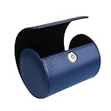 Fosinz Krawatten Box PU Leder Zylinder Form Krawattenetui für Männer-3.1'x4.3' Blau