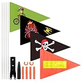 4 Stück Fahrradfahne für Kinder,Fahne Fahrrad Kinder, Fahrradwimpel Fahrradstange für Kinderfahrrad Fahrradfahne Bunt Fahrradzubehör，Sicherheitsflagge und Fahnenmast