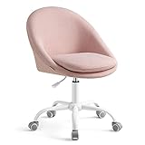 SONGMICS Homeoffice Stuhl, Schminkstuhl aus Baumwoll-Leinen-Mischgewebe, Schreibtischstuhl, Schaumstoffpolsterung, höhenverstellbar, für Arbeitszimmer, Schlafzimmer, pastellrosa OBG020P01