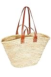 ORIGINAL Ibiza Tasche Korbtasche Strandtasche Palmera 55cm groß | Marokkanische Palmblatt Einkaufskorb Einkaufstasche geflochten XXL | Natur Shopper Umhängetasche Strohtasche für Damen und Herren