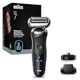 Braun Series 7 Elektrorasierer, Bis zu 60 min, Ladeständer, +1 Aufsatz, Kabelloser Nass und Trockenrasierer für Männer, 100 Prozent Wasserdicht, 72-N4200s, Schwarz