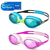 Lobyoh Schwimmbrille Kinder, 2er Pack Schwimmbrille für Kleinkinder Kinder Jugend, Anti-Beschlag Kein Auslaufen Klare Sicht kinderschwimmbrille von 3-12 Jahren
