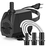 Knifel Springbrunnenpumpe 45W 2500L/H Automatische Abschaltung bei Niedrigwasser Schutz vor überhitzung Funktion Ultra Leise Teichpumpe Wasserpumpen Mit 1,8m Kabel für Brunnen, Hydroponik-Systeme