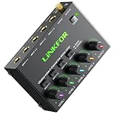 LiNKFOR 4 Kanal Stereo Audio Mixer, Ultra Niedriges Rauschen, Unabhängige Lautstärkeregelung, DC 5V Type-C Mini-Audiomischer mit Netzteil Audiokabel für Mikrofone, Gitarren, Bässe, Keyboards