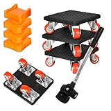 WDKXCN 4 Stück Möbeltransportrollen Set, Möbelheber mit Rollen, 500kg Tragfähigkeit und 360 Grad Drehbar, Möbelroller Transportroller mit Verlängerungsstange, für Möbel und Schwere Gegenstände