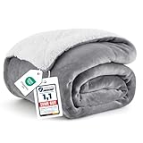 BEDSURE Decke Sofa Kuscheldecke Grau - warm Sherpa Sofaüberwurf Decke, Dicke Sofadecke Couchdecke, 150x200 cm XL Flauschige Wohndecke für Couch