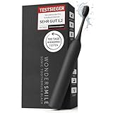 Wondersmile Schallzahnbürste PRO - Testsieger 2025-100 Tage risikofrei testen - Elektrische Zahnbürste mit 4 Putzprogrammen - Ultraschallzahnbürste mit smarten Bürstenkopf (1er Set, Ultimate Black)