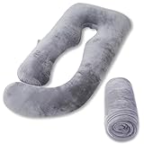 AS AWESLING Seitenschläferkissen Bezug Stillkissen Veloursbezug, Kopfkissenbezug, Schutzbezug für Seitenschläfer Kissen in der Größe (dunkelgrau, 153CM*76CM)