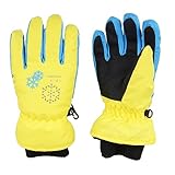 TRIWONDER Thermal Fleece Skihandschuhe Snowboard Handschuhe wasserdichte warme Winterhandschuhe für Kinder (gelb, XS (3-5 Jahre))