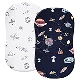 PHF Weiches Stubenwagen-Bettlaken-Set, seidig, bequem, atmungsaktiv, für Babys, Jungen und Mädchen, universelle Passform für die meisten Wiegen und Stubenwagenmatratzen, Weltraum