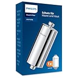 Philips Water Inline-Duschfilter mit 1 Ersatzkartusche – 50.000 L Kapazität, reduziert Chlor um bis zu 99%, passend für alle Standardschläuche und -armaturen, Chrom