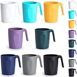 Berglander Plastik Kaffeetassen Set 8er 450ml, Mutil-Farb Kunststoff Kaffeebecher mit Griffen mehrweg, leicht zu tragen, ideal für Zuhause, Garten, Picknick, Camping, Outdoor