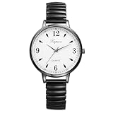 Avaner Uhren Damen Elastisches Armband: Armbanduhr mit Edelstahlarmband Damenuhren mit großes Zifferblatt LEICHT ZU LESEN Analog Quarzuhr für Frauen