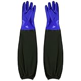 YiPHomn Teichhandschuhe, Lange Gummihandschuhe, Fischerhandschuhe Wasserdicht, Arbeitshandschuhe, PVC Langärmlige Handschuhe für Männer Frauen, Beständig Säuren und Laugen, 70cm