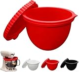 Nicht-Silikoneinsätze für KitchenAid 5 Qt Kippkopf-Mixer mit hitzebeständigem Material zum Mischen, Backen und Servieren, passgenaues Design verhindert Bewegung während des Gebrauchs (rote Schüssel