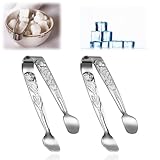 Zangen Candy Bar Zubehör Rosendekor, 2 Stück 10.5 cm Edelstahl Eiszange Set, Eiszange, Küchenzange, Mini Zuckerzange, Servierzange, für Hochzeit Party Bar Büfett Grill Picknick, Silber.