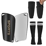 Partideal Schienbeinschoner Kinder Fussball,Fussball Shin Guard mit Anti-Rutsch Ärmel und Fußballsocken, Schienbeinschoner Fussball für Jungen Mädchen,Bietet Dämpfung und Schutz