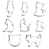 Ausstechform Katze,8pcs Ausstechformen,Edelstahl Ausstecher,DIY Ausstechform Tiere,Katze Keksausstecher,Zum Kinder Backen Fondant Katzenform,Ausstecherke Ksausstecher,Backen Fondant Cookie Keks