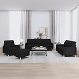SECOLI Sofa Set 3 2 1 Wohnzimmer Sofa garnituren 3-2-1 Wohnzimmer Set Couch Lounge Couch Sofa Couch für Wohnzimmer-4-tlg-Schwarz-Stoff