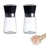 2er Set Gewürzmühle, Salz und Pfeffermühle, Verstellbarem Keramikmahlwerk, für Verschiedene Gewürze, Schwarz