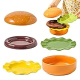 Hamburgerteller aus Keramik, stapelbar, 16,5 x 16,5 x 13 cm, kleine Müslischalen, für Party, Gastgeber, Veranstaltungsplaner, Familienessen, Picknick, Urlaub, Frühstück