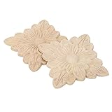 Holzapplikation Onlay 10 cm Formteil dekorativ, Haushalt Holzapplikationen 4 Stücke Schöne Blumenmuster Holz Geschnitzte Applique Möbel Gartentür Dekoration Zubehör