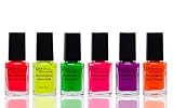Stampinglack Neon Set Rot Gelb Grün Pink Lila Orange Stempellack Nail Stamping 6er Pack (6 x5ml)