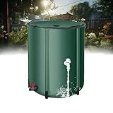 Generisch Faltbares Regenfass für den Garten, faltbares Regenfass- und Regentonnen-Set mit Standhahn und Reißverschlussabdeckung, grün, 160 l Speichertank, Regenwassersammelsystem