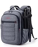 bagsmart Kamerarucksack Spiegelreflex Kameratasche für Fotografen, Wasserdichter Fotografie Reiserucksack mit 15,6-Zoll Laptopfach,Grau