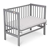 FabiMax Baby Beistellbett Basic, stufenlos höhenverstellbar, Buche massiv weiß lackiert (Matratze Comfort, Keine)